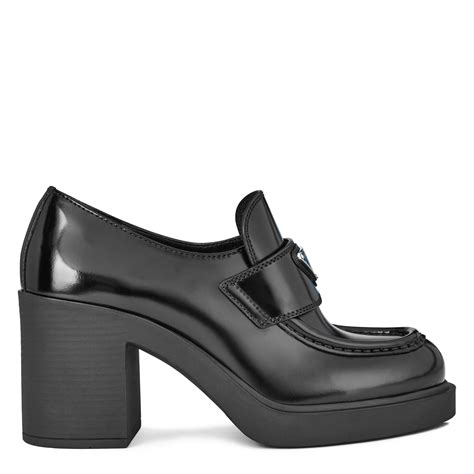 prada ladies loafers|Prada heeled loafer.